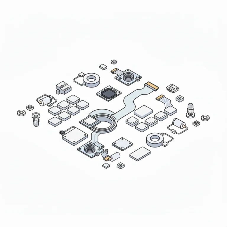 Sensors, connectors and supporting components illustration