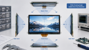 TFT LCD viewing angle illustration showing front, side, and vertical viewing directions