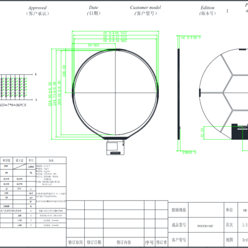 Круглый ЖК-дисплей 8 дюймов – Высокое разрешение 1080*1080, интерфейс MIPI