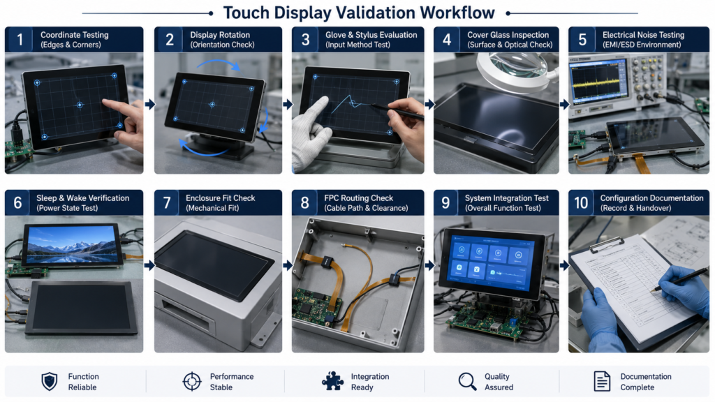 Electrical noise, grounding, backlight, power, and cable considerations for a capacitive touch display