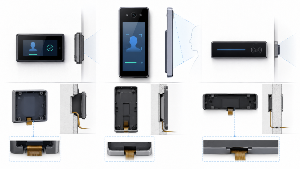 Landscape, portrait and bar-type TFT LCD layouts for access control terminals