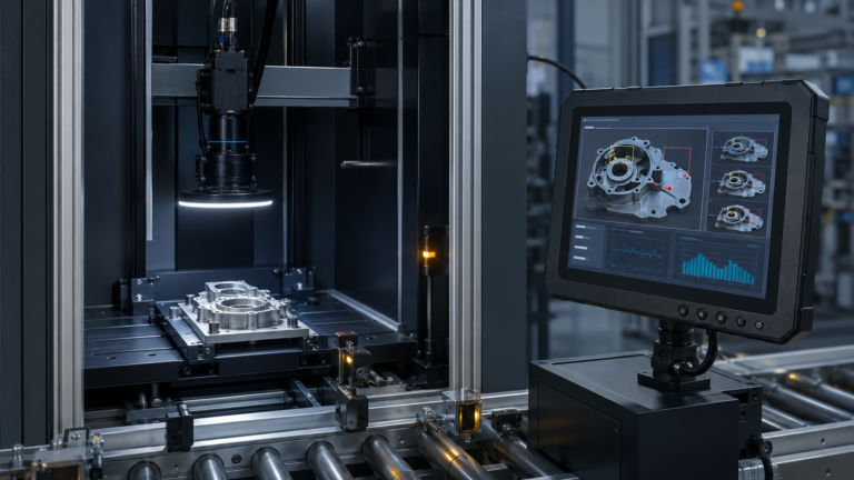 How to Select a TFT LCD for a Machine Vision Inspection System HMI 3 Industrial machine vision inspection cell with a separate rugged TFT HMI displaying inspection information