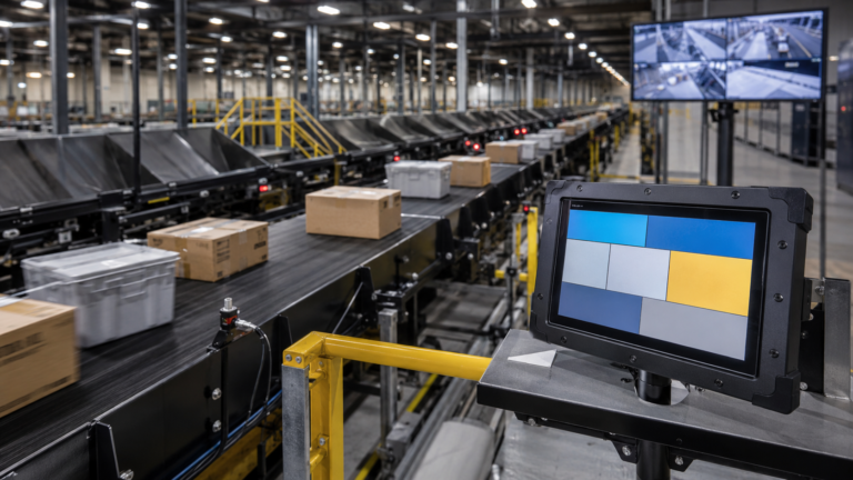Warehouse sortation conveyor with a local embedded TFT HMI