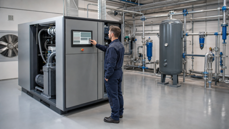 So wählen Sie ein TFT-LCD für das HMI eines industriellen Luftkompressors aus 4 Industrial rotary screw air compressor with an embedded TFT operator HMI