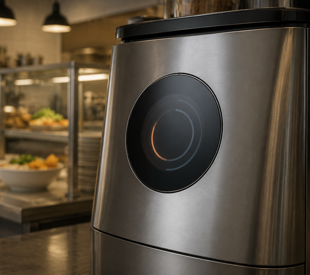 Round Displays for Ramen Robots: Creating Better Self-Service Customer Experiences 2 Round TFT display integrated into the front panel of an automated food machine