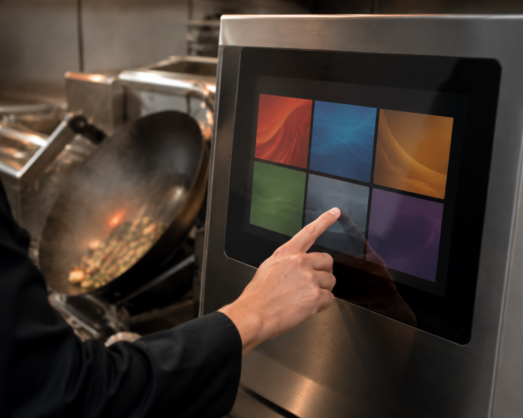 Anti-Fingerprint Touch Panels for Automated Stir-Fry Machines 2 Exploded touch-display assembly for an automated stir-fry machine