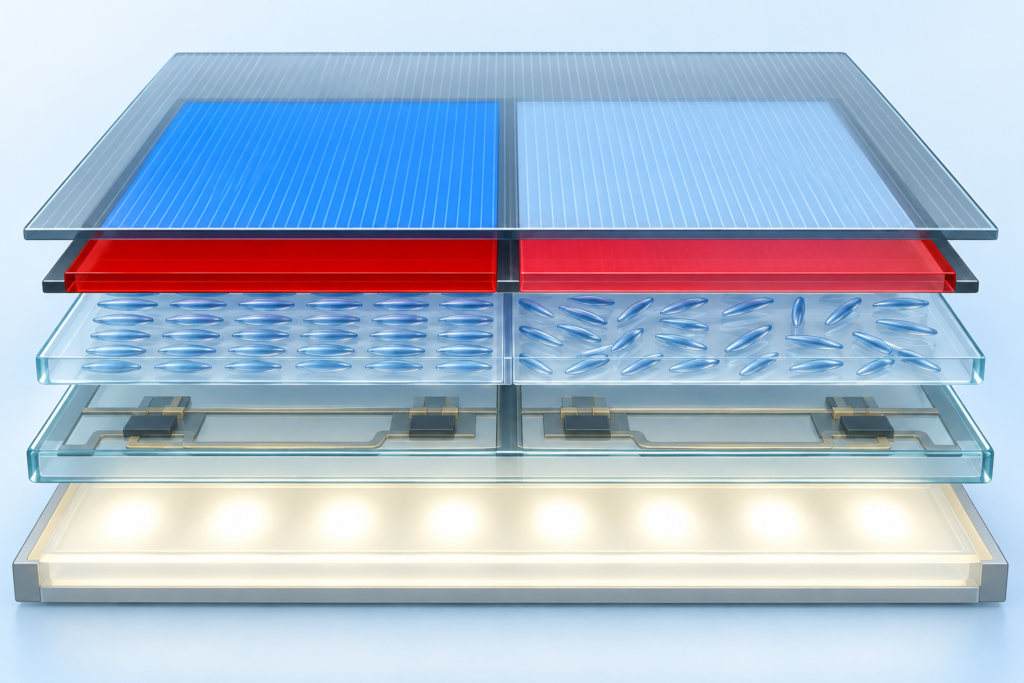 TFT LCD layer structure illustrating residual image behavior