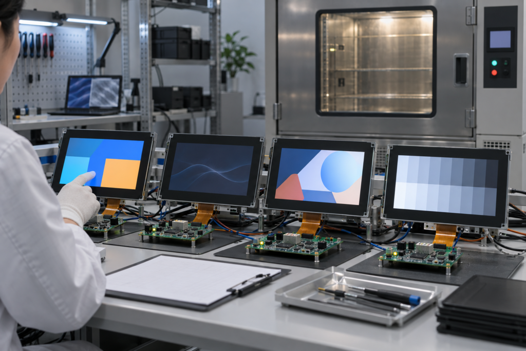 Industrial TFT LCD modules undergoing static-image validation