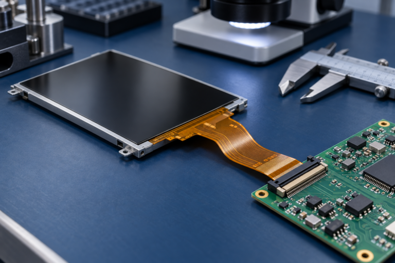 LCD ribbon cable connector linking a TFT display to a controller board