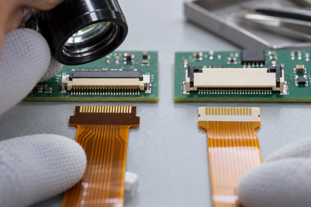 Engineering comparison of different FPC connector and cable-end configurations