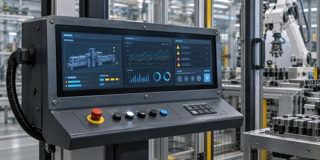 MIPI Display Interface vs LVDS: How to Select an Industrial LCD Panel 2 Ultra-wide industrial LCD integrated into a machine-control console