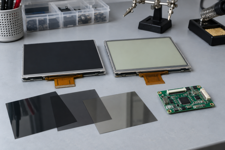 Normally black and normally white TFT LCD modules on an engineering bench