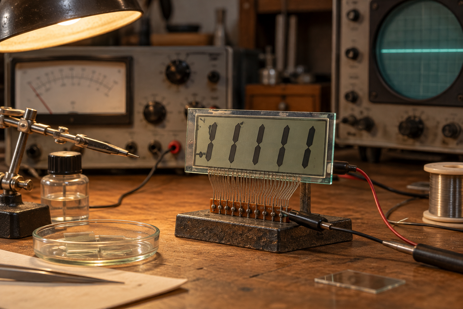Conceptual segmented display on an electronics workbench